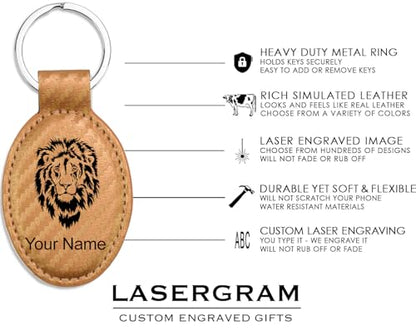 LaserGram Oval Keychain, Allah 2, Personalized Engraving Included (Carbon Fiber Bronze) - color: Carbon Fiber Bronze