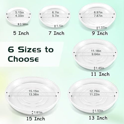 5 Pack 5 Inch Clear Plant Saucers, 5 7 9 11 13 15 Inch Plastic Plant Trays for Flower Pots Plant Drip Water Catcher Tray Indoors Outdoor (5 Inch) - size: 5 Inch