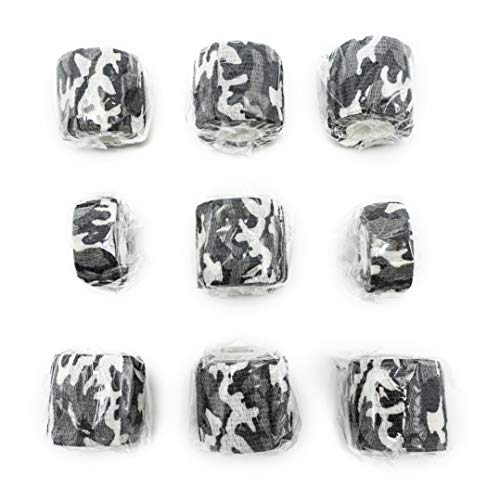 FRESINIDER 9 Rolls Self Adhesive Wrap Athletic Tape Gauze, Breathable Elastic Cohesive Bandage for Sports Injury & Pet (7 Pcs 2" x 5 Yards + 2 Pcs 1" X 5 Yards) (City Camo) - color: City Camo