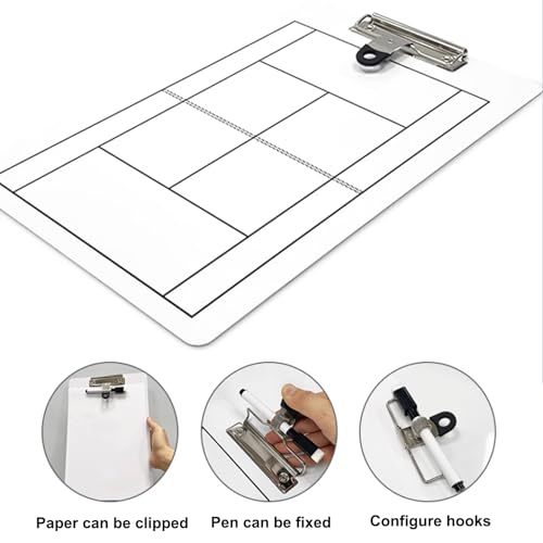 Tennis Marker Board, Non-Magnetic PVC Dry Erase Coaching Board, Tennis Coach's Clipboard, Tennis Tactical Board, Double-Sided, for Tennis Strategy