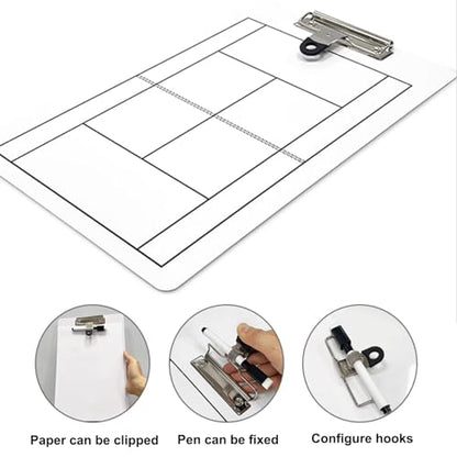 Tennis Marker Board, Non-Magnetic PVC Dry Erase Coaching Board, Tennis Coach's Clipboard, Tennis Tactical Board, Double-Sided, for Tennis Strategy