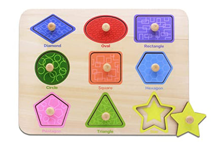 Aile Toddler Wooden Preschool Learning Shape Peg Puzzle Board Toys - style: Shape Puzzle