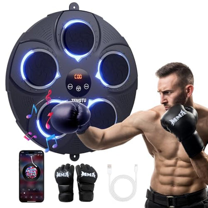 Musical Boxing Machine, Rechargeable Bluetooth Boxing Equipment Punching Bag, Intelligent Boxing Target, for Men Women Boxing Training, Vent Emotions, with Boxing Glove