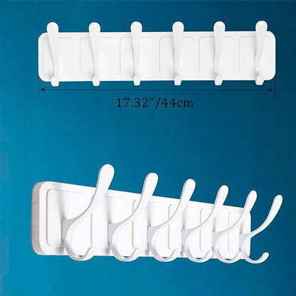 SKOLOO Coat Rack Wall Mount - Scandi-Style Wooden Carved-Block Coat Hook,Pack of 2, Wall Coat Hanger with 6 Hooks for Hanging Coats, Hats, Clothing, Scarfs, White - color: Allwhite