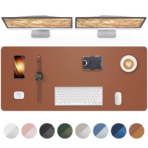 Leather Desk Pad Protector,55"x17" - Premium Desk Mat, Office Desk Mat, Large Mouse Pad,Non-Slip Desk Blotter,Waterproof Desk Writing Pad for Office and Home(Brown) - color: Brown, size: 55" x 17"