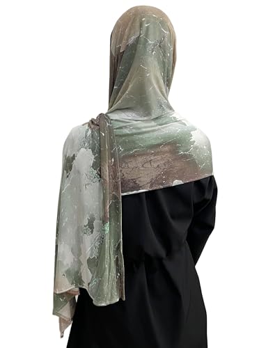 Printed Jersey Cotton Scarf for Women, Stretch Soft Hijab, Lightweight Breathable Head Wrap for All Seasons - color: Mctlp2538-i Pattern