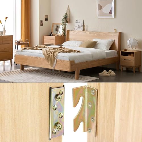 8 Sets Bed Rail Brackets,Heavy Duty Bed Frame Brackets Bed with Screws | Fittings Wooden Bed Frame Connectors - size: 8 Pieces