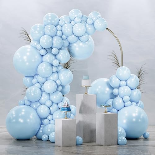 PartyWoo Baby Blue Balloons 145pcs Different Sizes of 18 12 10 5 Inch Light Pastel Sky Aqua Blue Balloon Arch Kit Garland for Graduation Baby Shower Gender Reveal Easter Party Decorations Blue-Q13 - color: Blue-q13