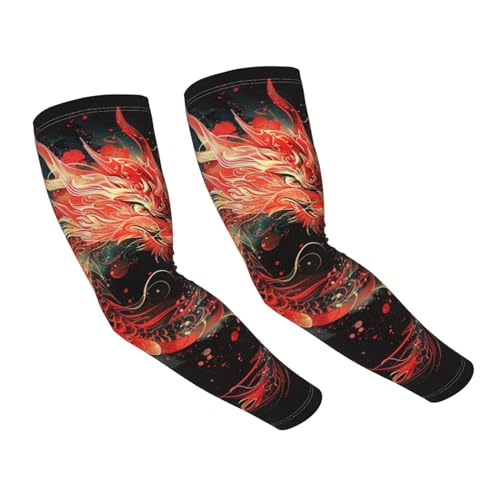 Cooling Arm Sleeves Cover Summer Sun Protection Arm Sleeves For Men Women Baseball Cycling Golf Running - color: Dragon 28