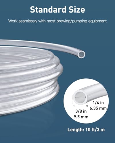 Pawfly 10 ft Food Grade Silicone Tubing, 1/4" ID x 3/8" OD, High Temp Pure Silicone Hose for Home Brewing Winemaking, Flexible Transparent Plastic Tubing, Silicone Pipe, Air Hose - size: 10 FT, style: 1/4" ID x 3/8" OD