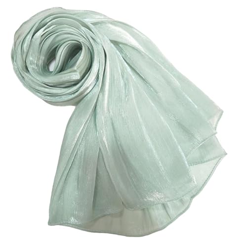 Women Premium Hijab Head Scarf Lightweight Shimmer Scarves Crepe Wedding Shawls and Wraps for Evening Dresses Shiny - color: Light Green