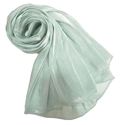 Women Premium Hijab Head Scarf Lightweight Shimmer Scarves Crepe Wedding Shawls and Wraps for Evening Dresses Shiny - color: Light Green