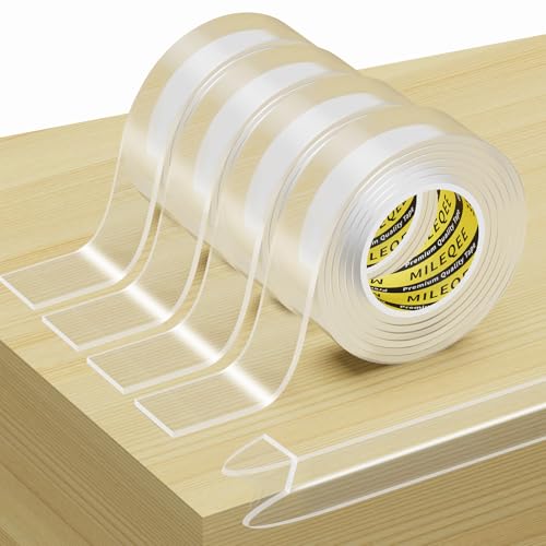 4Pack Clear Edge Protector Strip, 0.8in x 3.28FT(13.12FT Total), Sharp Edge Wrap Cover Tape, Self Adhesive Protective Bumper Guards for Cabinet Door Desk Glass Table Furniture, Kitchen Countertop | Sharp Edge Wrap Cover Tape, Self Adhesive Protective Bump