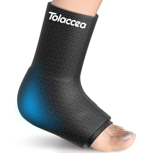 Tolaccea Ankle Ice Pack Wrap PRO for Injuries, Foot Ice Pack for Hot and Cold Therapy, Flexible Cold Pack for Plantar Fasciitis,Swelling,Sprained, ColdFocus for More Cooling Large (Pack of 1) - size: Lx1, style: Pro
