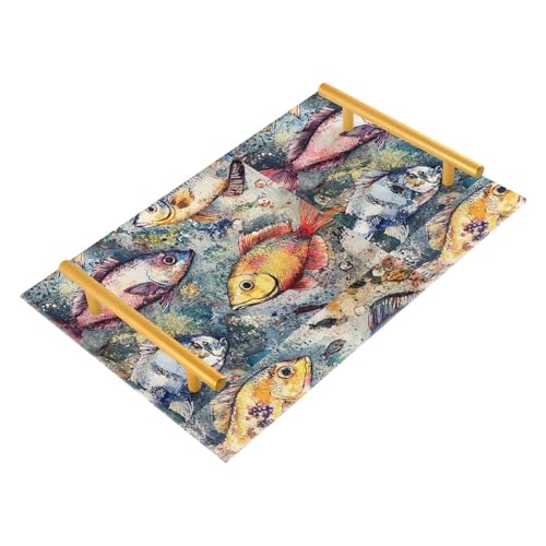 Retro Fish Decorative Trays Drawer Organizer Tray Desk Drawer Organizer for Bedroom