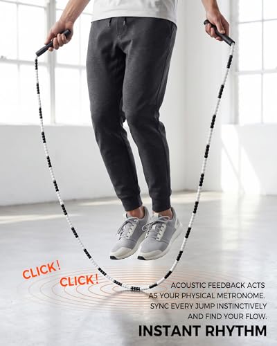 YUEDONG Soft Beaded Jump Rope for Teens & Adults, World Champion Luke Boon Collaboration, Adjustable Freestyle Jump Rope with 20cm Long Handles, Tangle-Free TPU Beads for Rhythm Training, Fitness Workout & Tricks | Luke Boon collaboration, soft TPU beads,