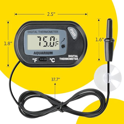 iPower 4 by 7-Inch 4W Reptile Heat Mat, LCD Digital Aquarium Thermometer, Under Tank Warmer Terrarium Heat Pad for Turtles Lizards Frogs and Other Small Animals, Multi Sizes - size: 4" x 7", style: Heat Pad + Thermometer