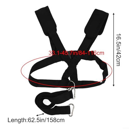 Sled Harness For Exercise, Running Resistance Training Rope Kit With Adjustable Waist Strap, Nylon Football Tire Pulling Harness For Strength Speed Agility Drills, Black