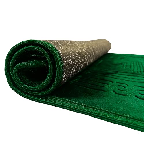 Empire Home Islamic Prayer Rug Oversized Soft Thick Plush Musalla Mat - for Men Women Childred - سجادة صلاة (Hunter Green) - color: Hunter Green