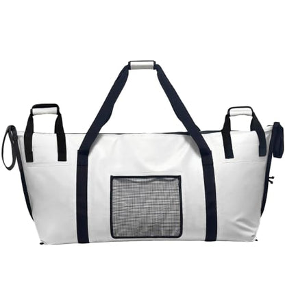 Buffalo Gear Insulated Fish Cooler - 27.5QT 58QT Waterproof Flat Bottom Bag, Leakproof and Fishing Kill Bag - color: White-69QT