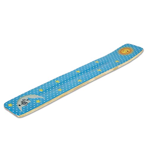 Bless-International Traditional-Handmade-Burner Wooden-Incense-Stick-Holder Ash-Catcher-Stand for-Aromatherapy-Meditation-Yoga (Moon & Stars) 10 Inches, Pack of 1 - color: Moon & Stars,10 Inch, size: One Holder