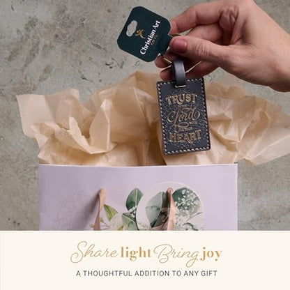 Christian Art Gifts Premium Vegan Leather Split Metal Inspirational Scripture Keychains for Men & Women: Multicolor Designs - color: Trust in the Lord/Dark Charcoal & Gold