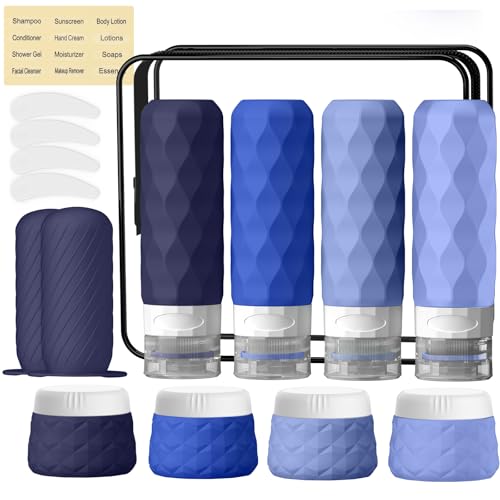 Silevoler 16Pack Travel Bottles for Toiletries, Bottles, Jars, and Covers - color: Blue