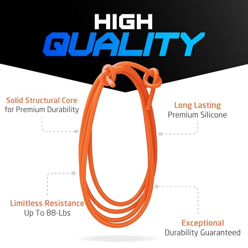 Resistance Bands - 16 Feet Long - 88 lbs Resistance - Strength Training Bands - Elastic Workout Bands - Wrestling Resistance Bands - Fitness & Home Workout Equipment - Resistance Training - color: Orange