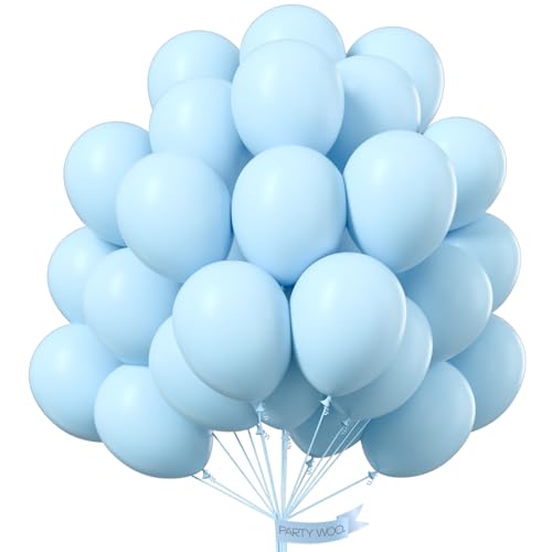 PartyWoo Pastel Blue Balloons, 50 pcs 12 Inch Pale Blue Balloons, Blue Balloons for Balloon Garland Balloon Arch as Birthday Party Decorations, Wedding Decorations, Baby Shower Decorations, Blue-Q13 - color: Blue-q13