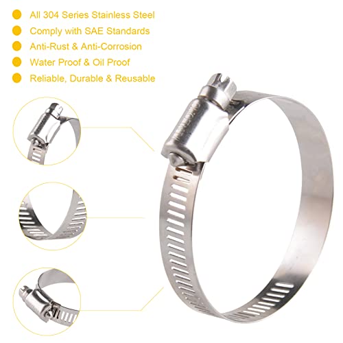 Winlong Stainless Steel 2'' Hose Clamps, 10PK SAE 36 Worm Gear Hose Clamps Adjustable 1 3/4 Inch-2 3/4 Inch (45-70mm) for Automotive Plumbing, 2 1/2'', 2.5'', 2 1/4'' Hose Clamps - size: SAE#36 (1-3/4" ~ 2-3/4") 10PK