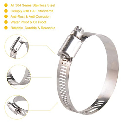 Winlong Stainless Steel 2'' Hose Clamps, 10PK SAE 36 Worm Gear Hose Clamps Adjustable 1 3/4 Inch-2 3/4 Inch (45-70mm) for Automotive Plumbing, 2 1/2'', 2.5'', 2 1/4'' Hose Clamps - size: SAE#36 (1-3/4" ~ 2-3/4") 10PK
