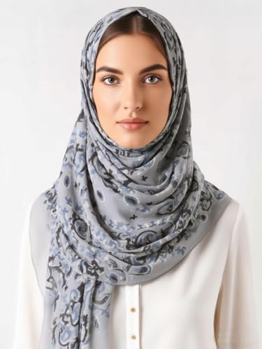 K-Elewon Large Square Scarf 51" Headscarf Chiffon Fashion Scarves Turbans Hair Wrapping Scarfs - color: C-grey