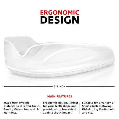 DXM SPORTS Mouth Guard – Sports Mouthguard for Football, Boxing, Basketball, MMA, Karate, Hockey, Lacrosse, Wrestling and Soccer – Comes with Protective Case (Transparent, Adult) - size: Adult