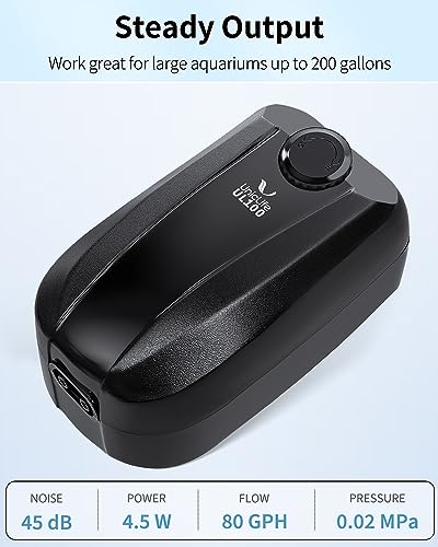 Uniclife Aquarium Air Pump Dual Outlet Fish Tank Aerator with Accessories for 5-200 Gallon Tank - style: 100 - 200 Gallons