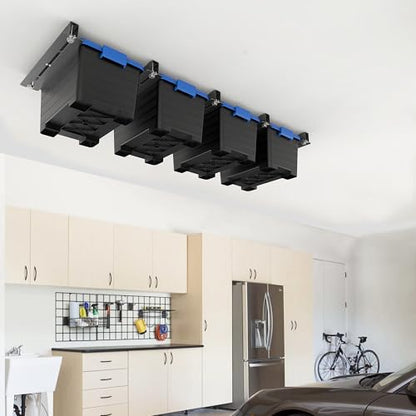 EVERHANGER Ceiling Storage Rack, Heavy Duty Overhead Storage Rack for Garage, Adjustable Ceiling Bin Storage System, 5 Sets for 4 Bins, 16 Inch - style: For 4 Bins
