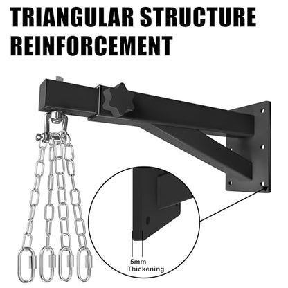 VivaZen Adjustable Heavy Duty Bag Hanger,Wall Mount Punching Bag Hanger,Thickened Steel Plate and Stainless Steel kit for Home Gym Indoor Outdoor (Supports up to 900Ib) - style: Heavy bag hanger with long chain