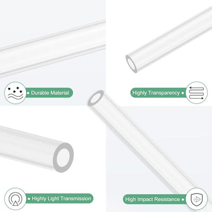 M METERXITY 2-Pack Clear Rigid Acrylic Pipe, 3mm[0.12"] ID x 5mm[0.2"] OD Plastic Round Tube for Water Cooling System/Lamps/Fountains/Aquariums/Display Stand, Acrylic Tubing [305mm/12IN] - size: 3mm ID x 5mm OD