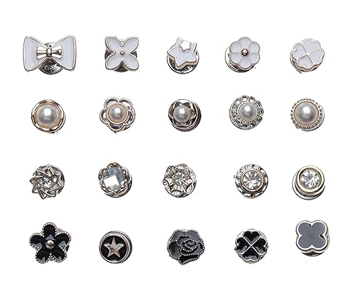 SOWAKA 20 Pcs Women Shirt Brooch Pins Pearl Rhinestone Enamel