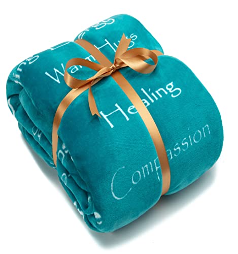 Chanasya Premium Healing Warm Hugs Caring Gift Blanket - for Positive Energy Love Support Comfort Strength - Cancer Chemo Surgery Get Well Gift - Patient Women Men Friend (Twin) Teal - color: Teal, size: Twin