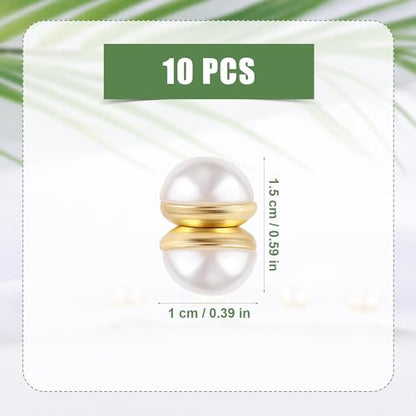 NQEUEPN 10pcs Veil Weights Strong Magnetic Pearl Pins for Hijab, Clothes, Scarves, Niqab - Beautiful Wedding Double Sided Magnets for Women Girls