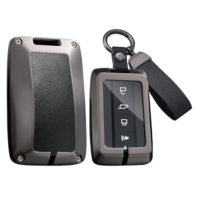 Key Fob Cover Compatible with Great Wall GWM WEY Tank 300 500 Tank300 Tank500 Accessories Alloy& Leather Key Shell Case with Keychains-Long Keychian Black - color: Long Keychain black