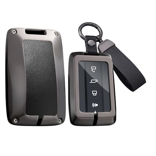 Key Fob Cover Compatible with Great Wall GWM WEY Tank 300 500 Tank300 Tank500 Accessories Alloy& Leather Key Shell Case with Keychains-Long Keychian Black - color: Long Keychain black