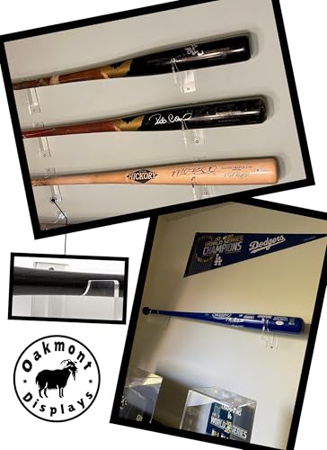 Baseball Bat Wall Mount Display - Horizontal Hanging Rack & Organizer | Sturdy Acrylic Bat Holder | Decorative Clear Sports Gear Wall Hanger Storage for Home, Living Room