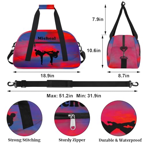 Personalized Martial Art Bag Duffel Bag for Girls, Custom Taekwondo Karate Bag Overnight Bags for Travel Weekender Practice Battle - color: Option 3