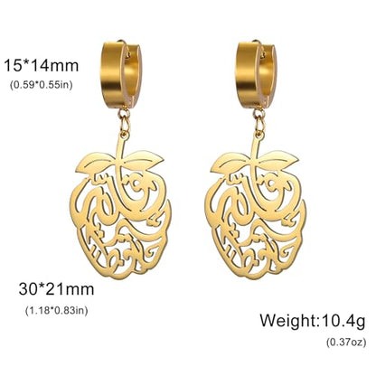 Pomegranate Arabic Calligraphy Earrings Islamic Blessing Love Hope Earrings Persian Muslim Amulet Religious Jewelry Eid Ramadan Gift for Women - color: gold 2