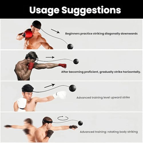 Boxing Reflex Ball for Adults and Kids,Boxing Training Ball for Hand-Eye Coordination, Punching Speed, Fight Skill,Reaction,3 Levels Boxing Ball with 2 Adjustable Headbands