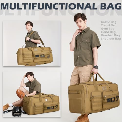 135L Large Duffle Bag, Heavy Duty Duffle Bag for Travel, Extra Large Sports Gym Equipment Bag for Soccer Baseball Basketball Hockey Football, Brown - color: Brown