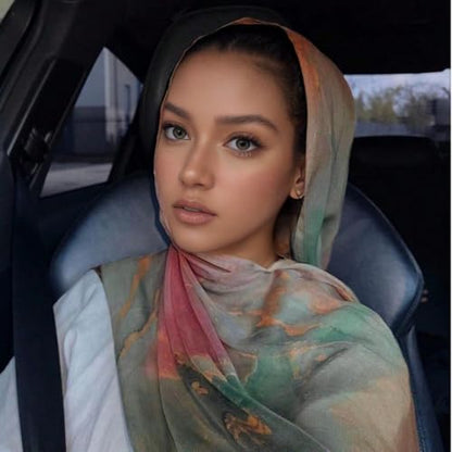 ZGMYC Watercolour Floral Printed Hijab Scarf for Women Soft Modal Cotton Instant Hijab Head Wraps Shawls Long Scarves - color: Color 24