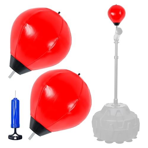 2 Boxing Speed Ball Universal 8mm Screw Replaceable Spare Sandbag with Ball Pump for Dynamic and Enduring Training Sessions（Red）
