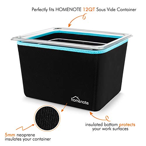 HOMENOTE Sous Vide Container 12 Quart with Lid, Rack, Sleeve and Cookbook | BPA-free complete kit includes rack, insulated sleeve and recipe booklet; compatible with Anova and most sous vide cookers. - color: Sous Vide Container-with Rack & Sleeve